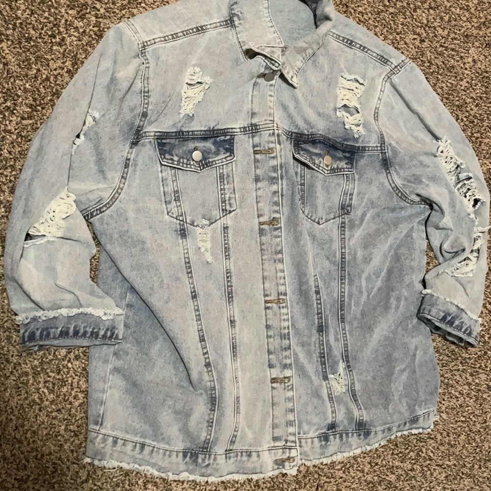 SHEIN Large distressed jean jacket